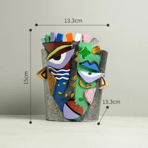 Vase fleur - Visage coloré