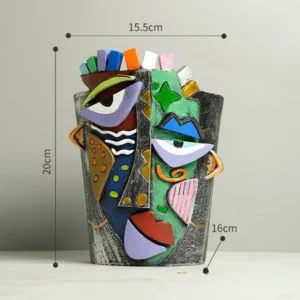 Vase fleur - Visage coloré