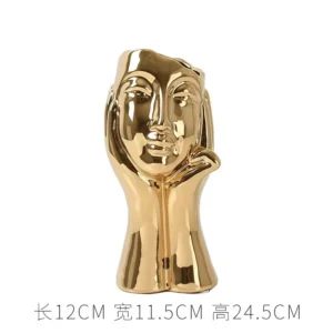 Vase fleur - Tête dorée rêveuse