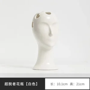 Vase fleur - Visage céramique lumineux