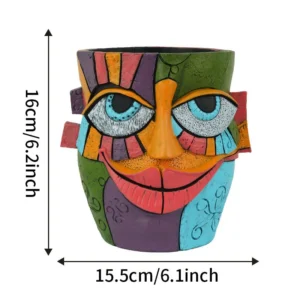 Vase fleur - Visage coloré